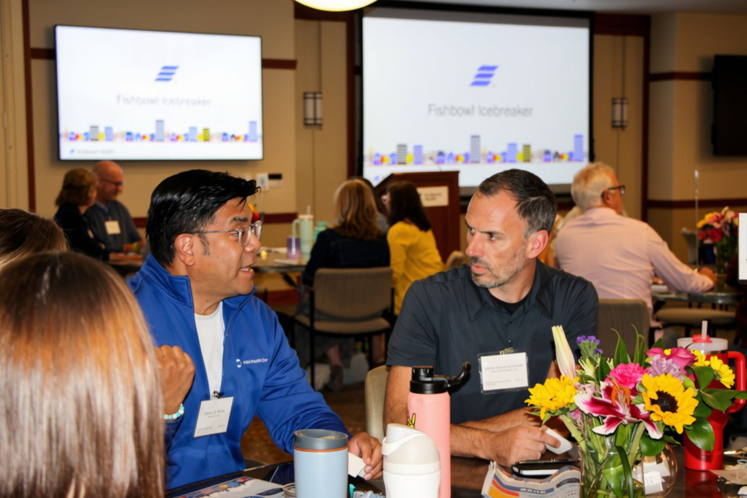 Daniel Riemenschneider in a one-on-one conversation with a community leader