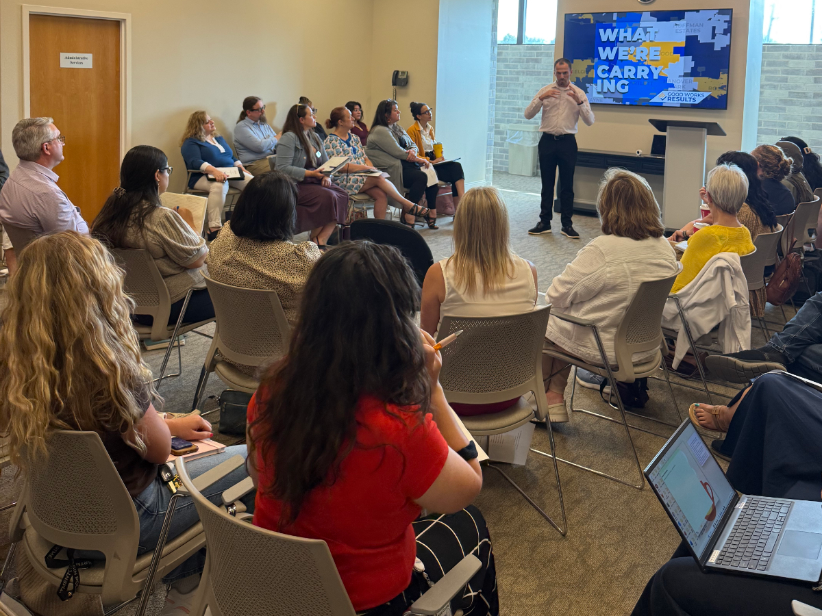 Daniel Riemenschneider leading a session with community and agency leaders